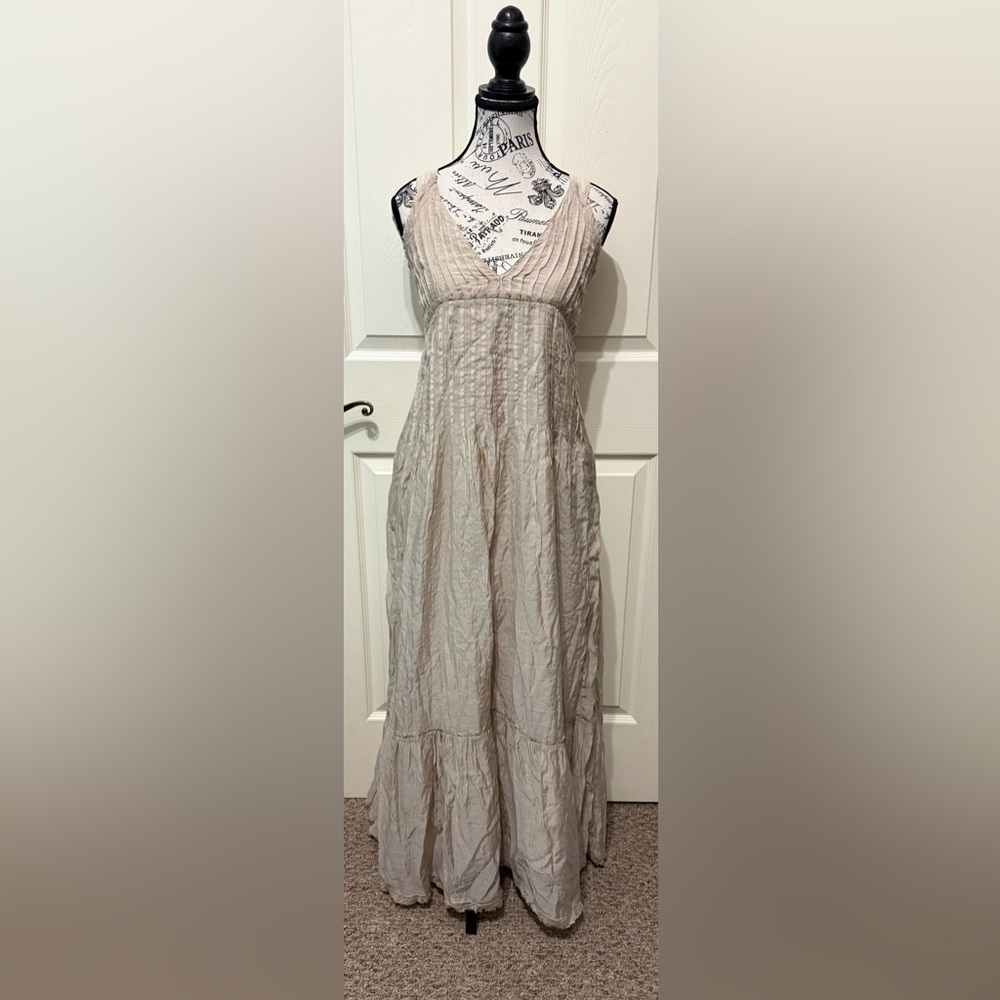 Free People Elegant Beige Frankie Pin-tuck Maxi Dress - Picture 4 of 8